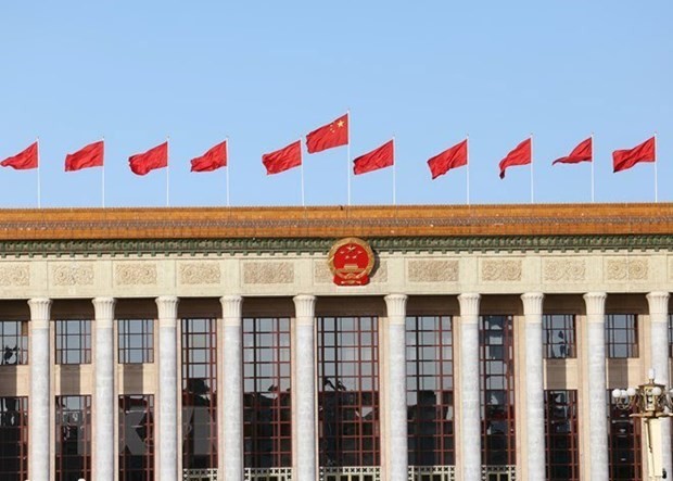 Outside the Great Hall of the People in Beijing, the venue of the 20th National Congress of the Communist Party of China. (Source: Xinhua/VNA)