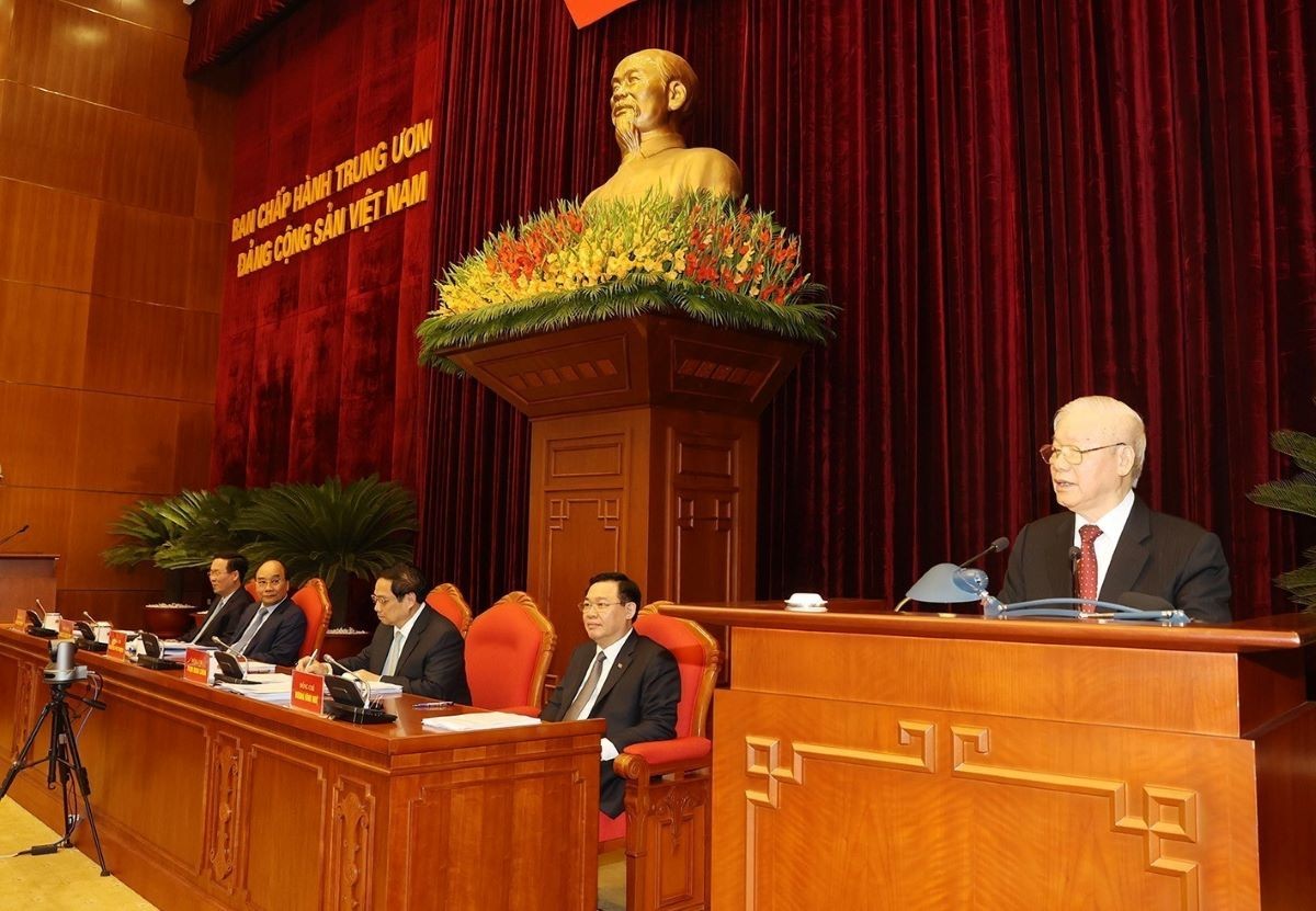 Tổng Bí thư Nguyễn Phú Trọng phát biểu kết luận Hội nghị. (Nguồn: TTXVN)