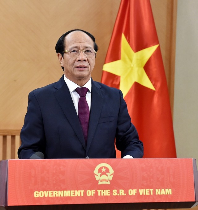 Phó Thủ tướng Lê Văn Thành dự và phát biểu tại Diễn đàn cấp cao 'RCEP và mở cửa với trình độ cao hơn'. (Nguồn: Chinhphu.vn)