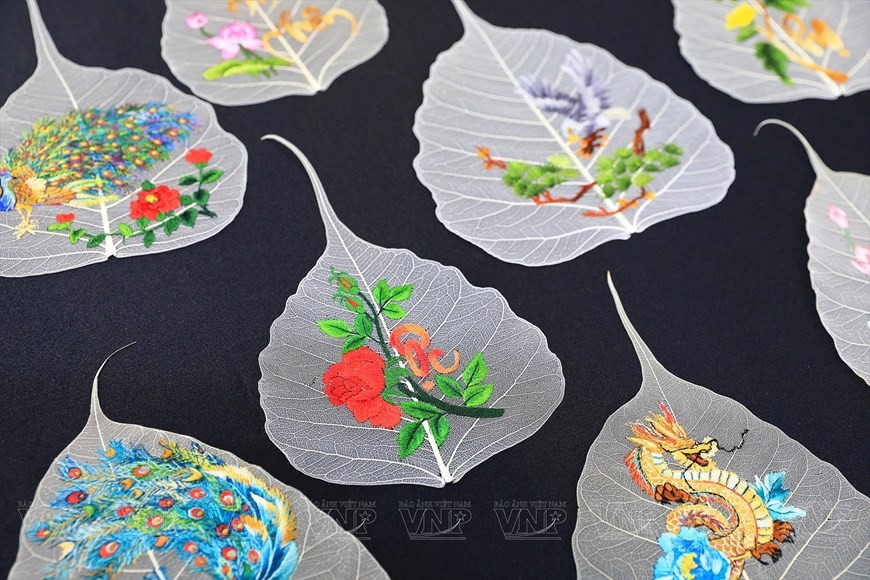 Embroidery on Bodhi leaves