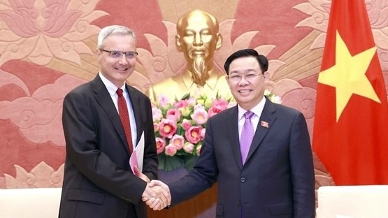 NA Chairman Vuong Dinh Hue receives French Ambassador Nicolas Warnery