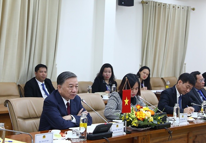 US businesses urged to boost expanding Vietnam-US ties in trade, defence, security. Vietnamese Minister of Public Security General To Lam spoke at the USABC delegation in Hanoi on December 6. (Source: VNA)