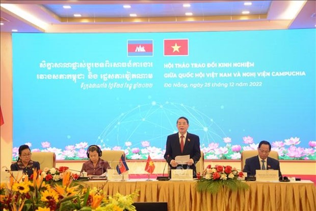 Vietnamese NA Vice Chairman Nguyen Duc Hai speaks at the workshop. (Source: VNA)