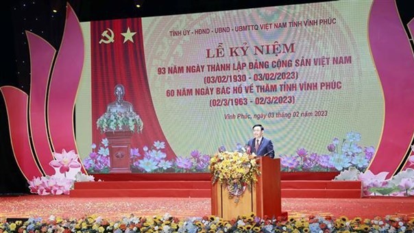 NA Chairman attends ceremony marking 60 years since President Ho Chi Minh's visit to Vinh Phuc
