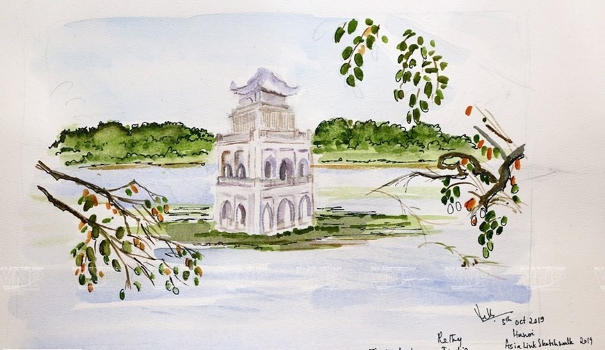 Vivid Hanoi Old Quarter paintings from international artists