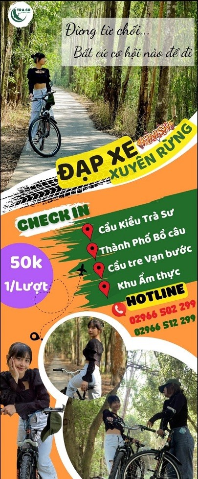 Cycling through the forest in Tra Su, An Giang