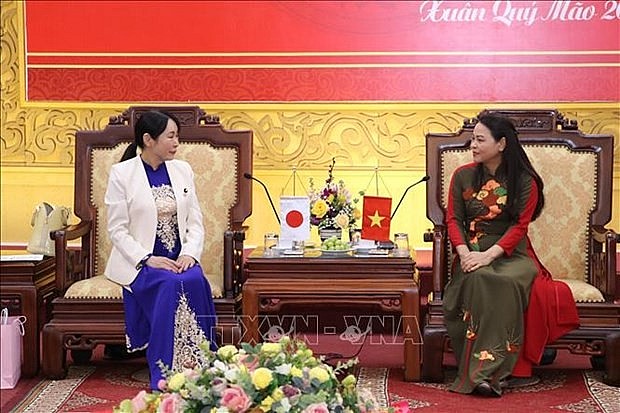 Secretary of the Party Committee of the northern province of Ninh Binh Nguyen Thi Thu Ha on March 5 receives Mori Masako, Special Advisor to the Japan Prime Minister. (Photo: VNA)
