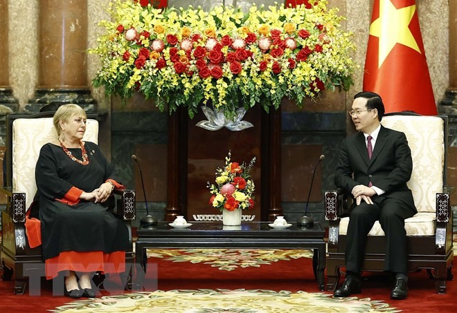 President Vo Van Thuong hosts former Chilean President Michelle Bachelet