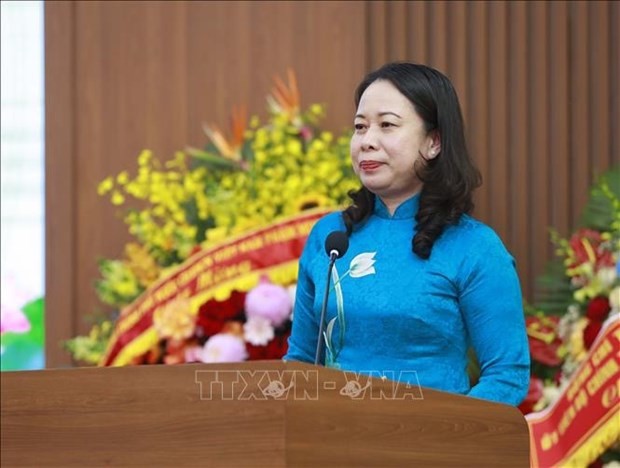 Vice State President Vo Thi Anh Xuan speaks at the ceremony that marks 20th anniversary of the Vietnam Peace and Development Foundation (VPDF) under the Vietnam Union of Friendship Organisations on April 8. (Photo: VNA)