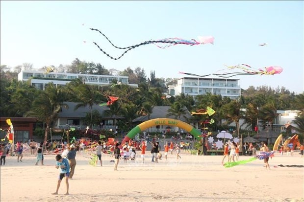 Kites in different shapes at the festival (Photo: VNA)