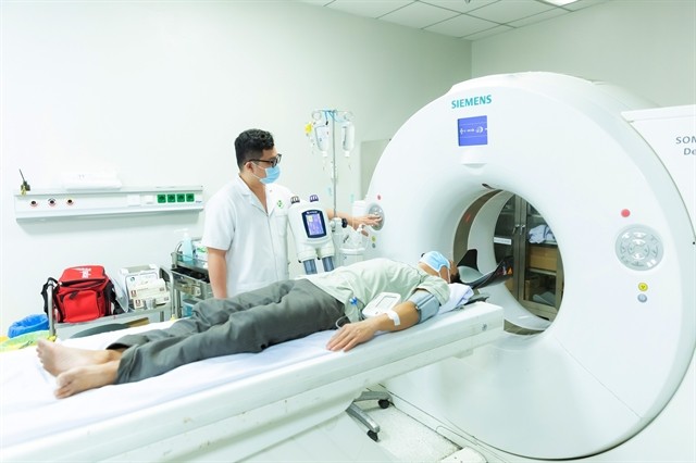 A stroke patient is treated at the Military Hospital 175 in HCM City. The hospital has achieved the level &ldquo;Diamond Status&rdquo; at the World Stroke Organisation (WSO) Angels Awards in recognition of improvements in its stroke care. (Photo: VNA)