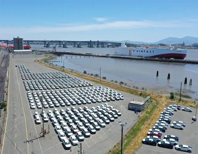 The second shipment of VinFast's EVs arrive at the Port of Benicia in California. (Photo courtesy of the company)