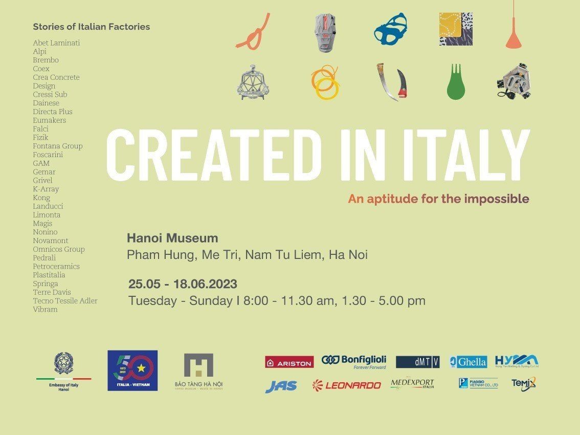 The Embassy of Italy in Hanoi and the Hanoi Museum will organize the exhibition 'Created in Italy. An Aptitude for the Impossible' from May 25.