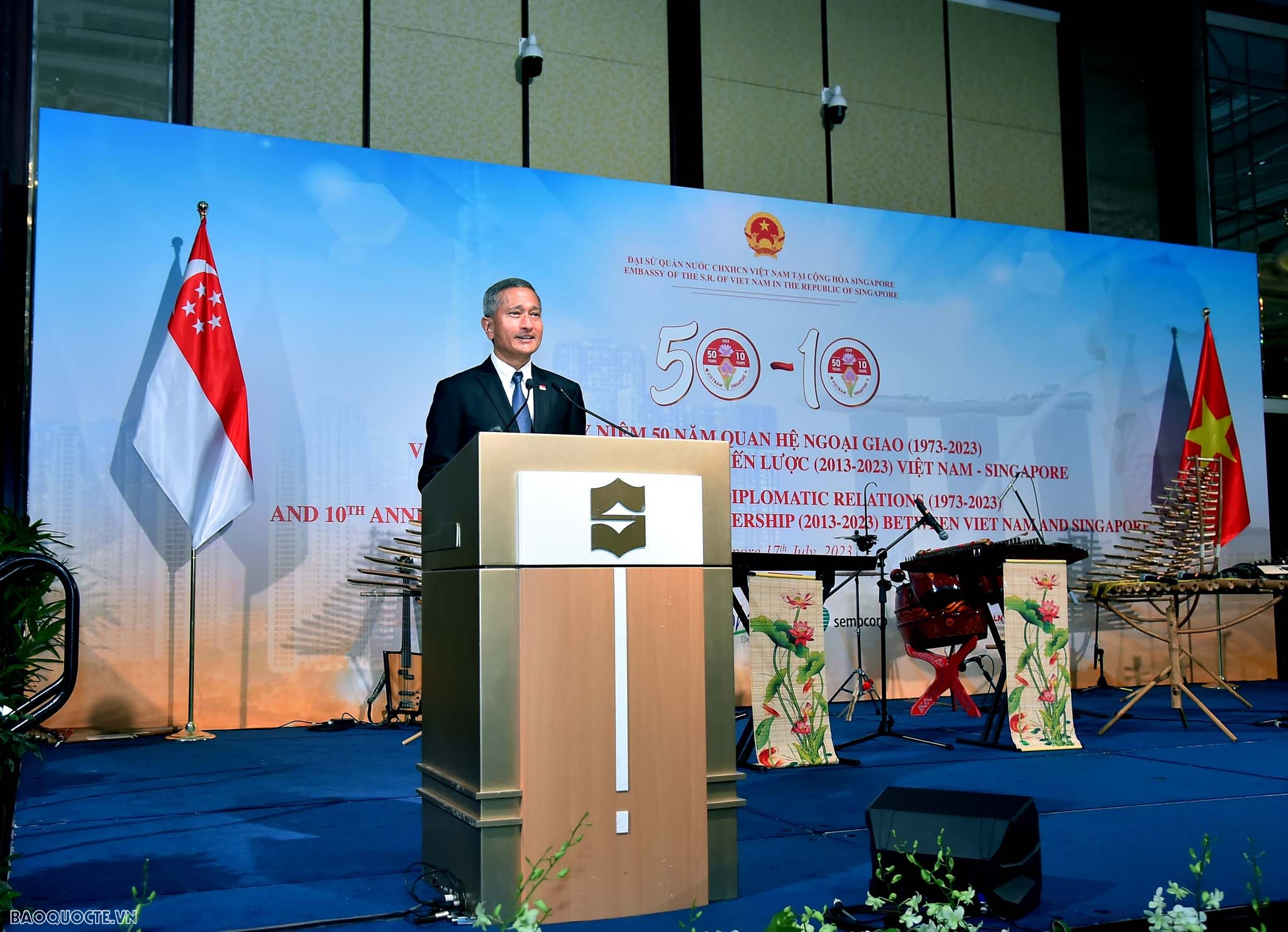 Vietnam, Singapore FMs attended ceremony marking 50th anniversary of diplomatic ties