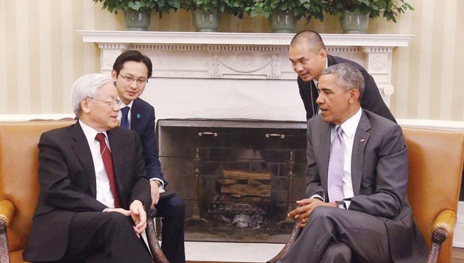 ổng Bí thư Nguyễn Phú Trọng hội đàm với Tổng thống Obama tại Nhà Trắng tháng 7/2015