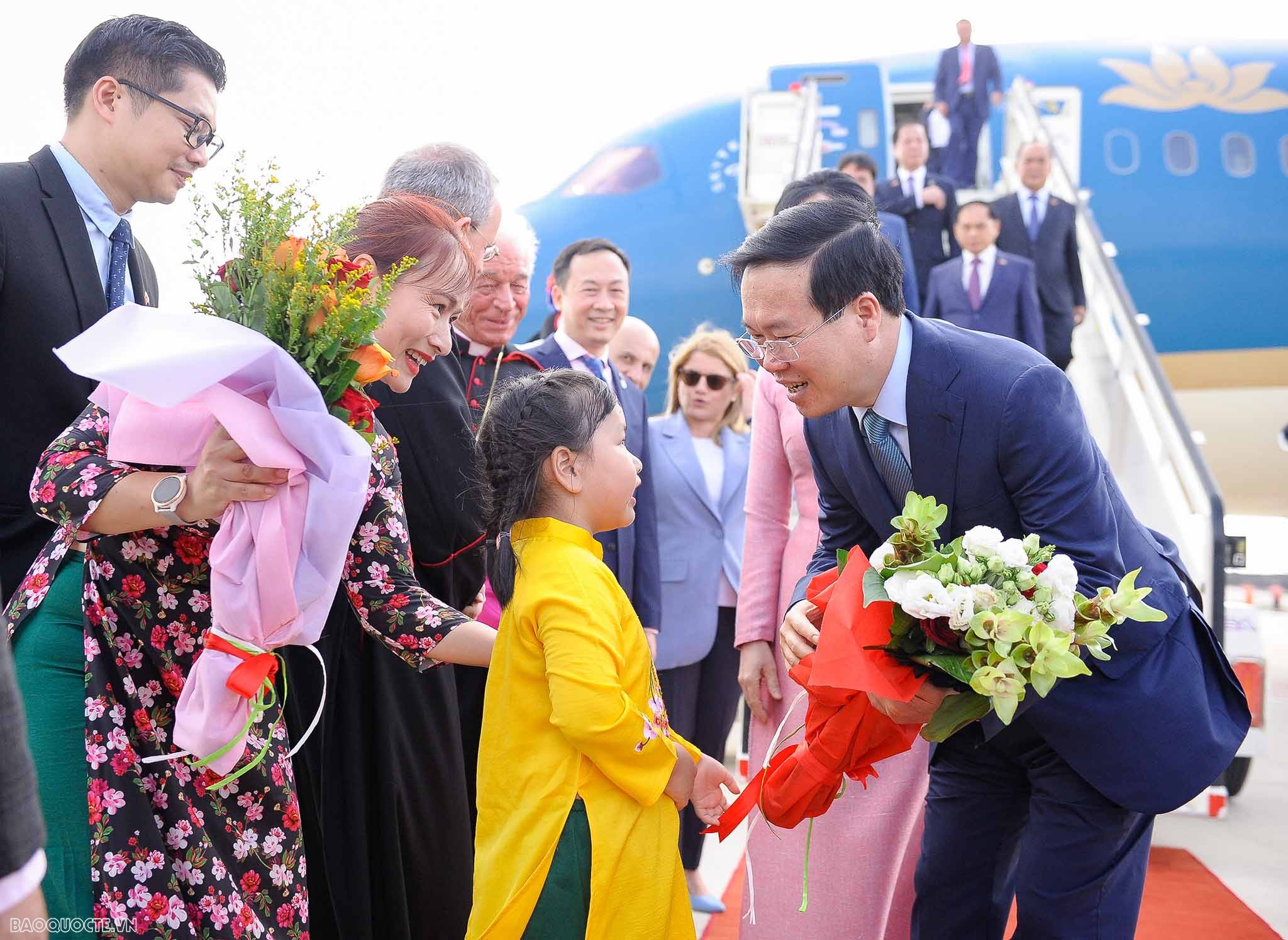 President Vo Van Thuong arrives in Rome for visits to Italy, the Vatican