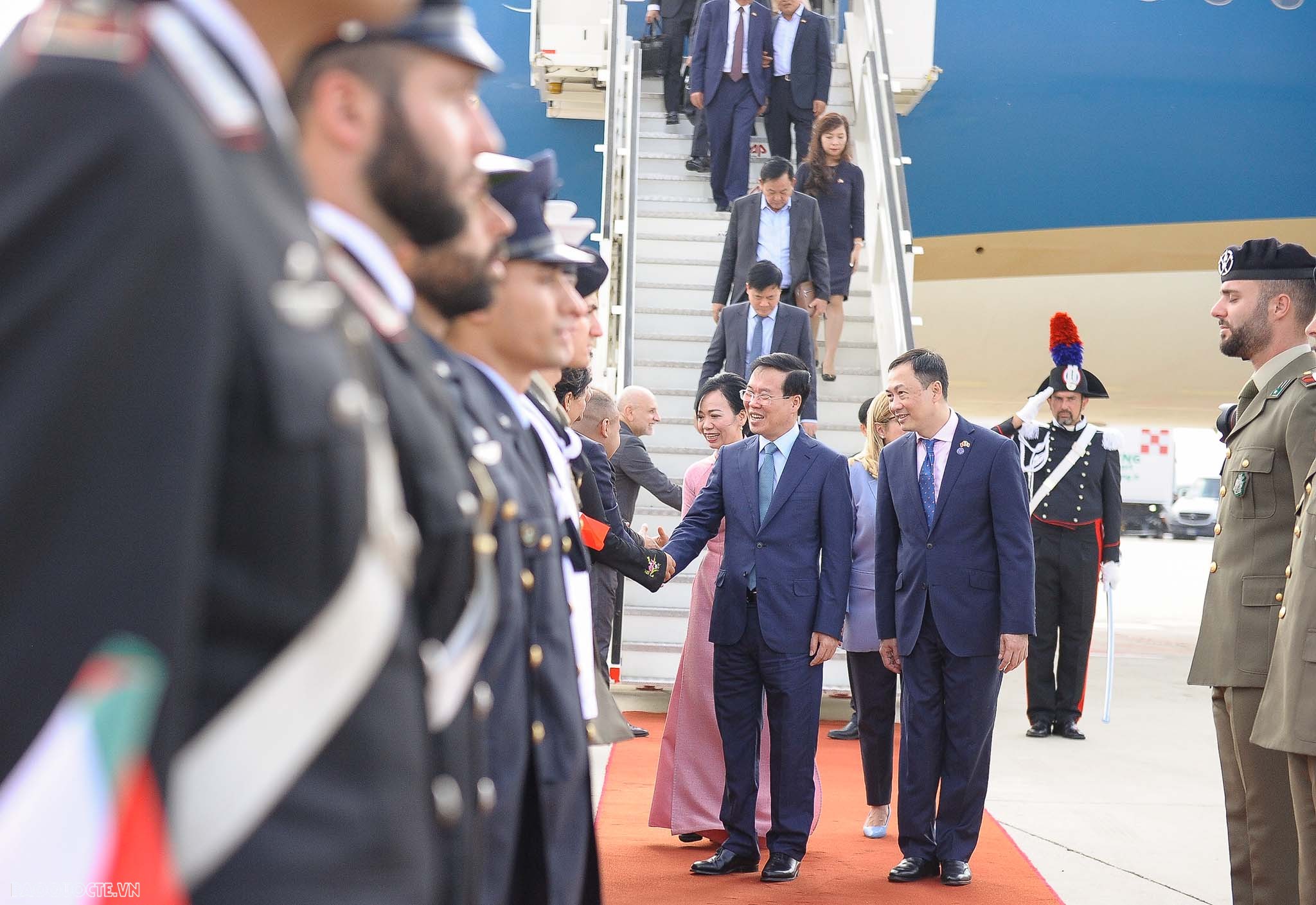 President Vo Van Thuong arrives in Rome for visits to Italy, the Vatican