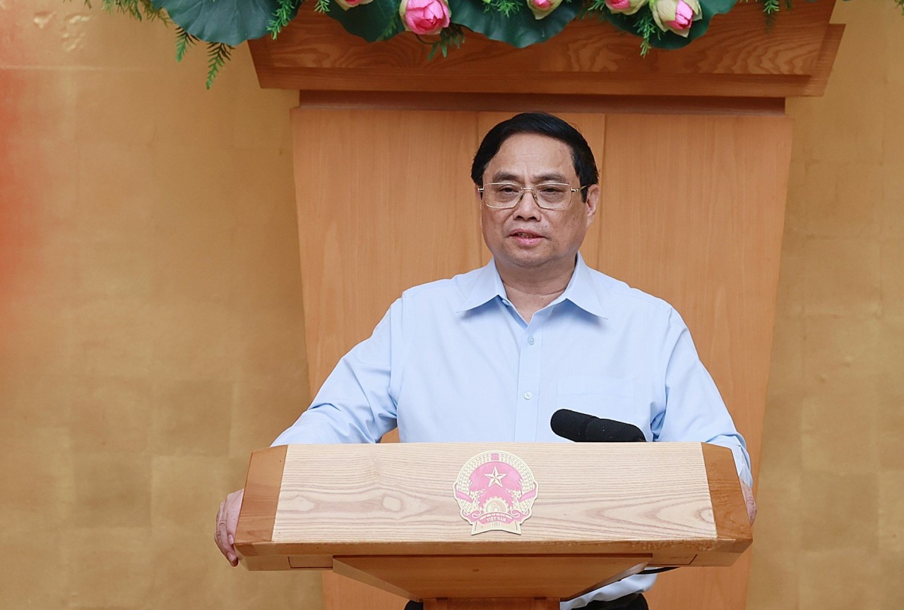 (08.05) Thủ tướng Chính phủ Phạm Minh Chính phát biểu sáng ngày 5/8. (Nguồn: Nhật Bắc/VGP)