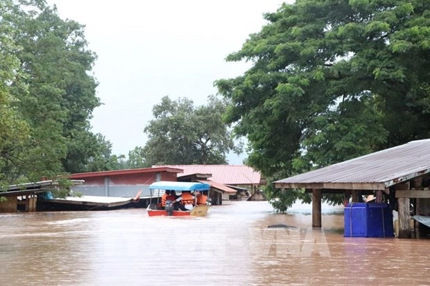 Many villages in Khounkham district of Laos's Khammouane province have been flooded over the past days. (Photo: VNA)