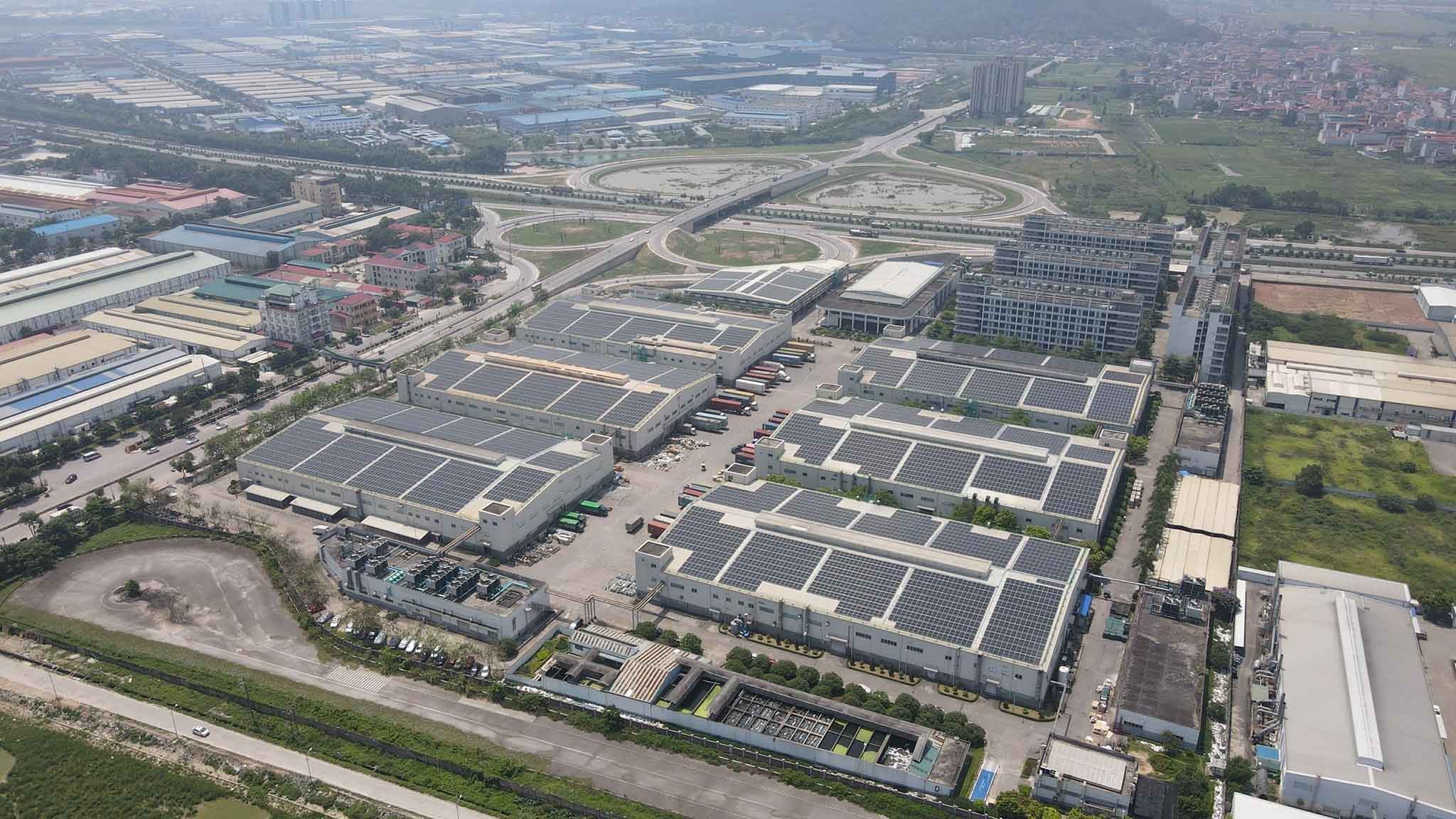 Một dự án điện mặt trời do Công ty CME Solar triển khai lắp đặt tại Công ty Hồng Hải Foxconn- Bắc Giang. (Nguồn: