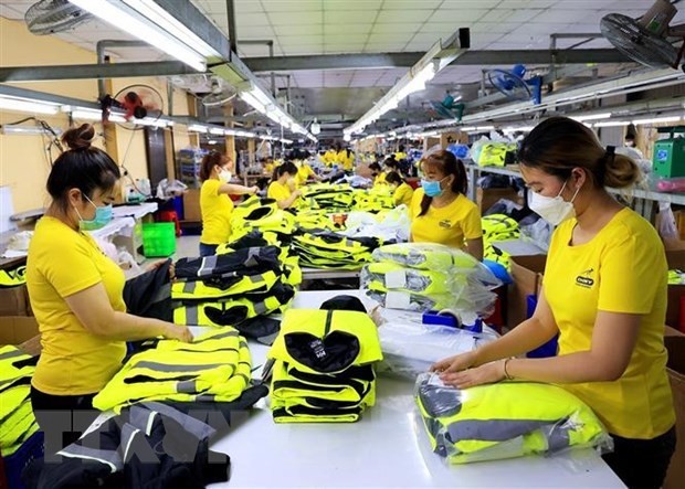 Producing apparel for export (Photo: VNA)