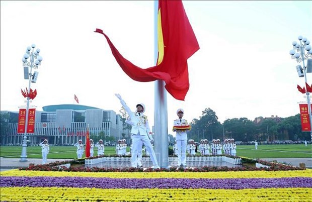 The flag-raising ceremony at Ba Dinh Square on the occasion of the National Day. (Photo: VNA)
