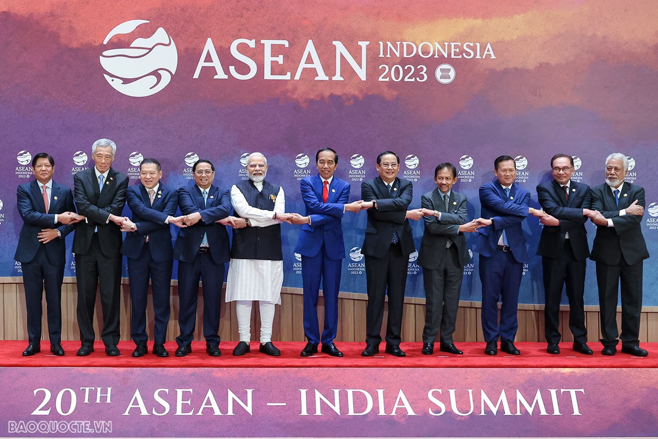 Sáng 7/9, Thủ tướng Chính phủ Phạm Minh Chính đã có cuộc gặp với Thủ tướng Ấn Độ Narendra Modi nhân dịp dự Hội nghị cấp cao ASEAN-43 và các Hội nghị liên quan tại Jakarta, Indonesia. (Ảnh: Anh Sơn)