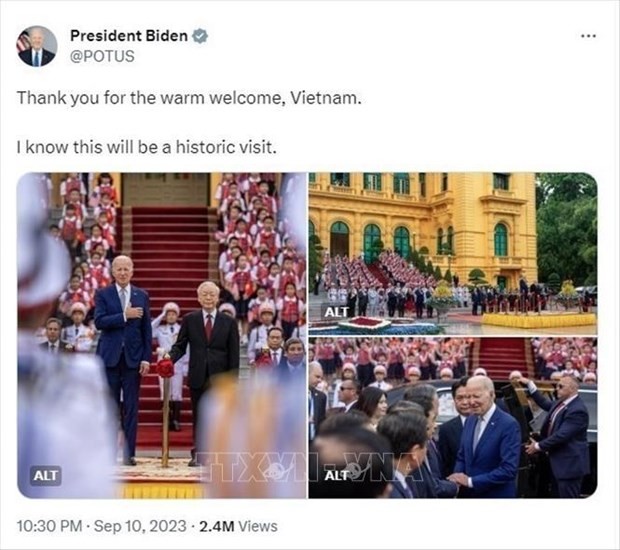 US President Joe Biden describes Vietnam visit as a historic moment
