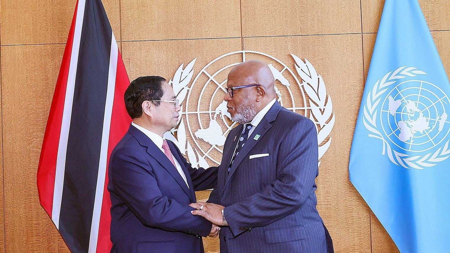 PM Pham Minh Chinh meets President of the 78th UNGA Dennis Francis