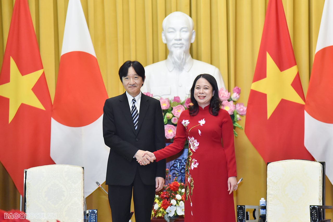 Vice President Vo Thi Anh Xuan welcomes Japan’s Crown Prince, Crown Princess