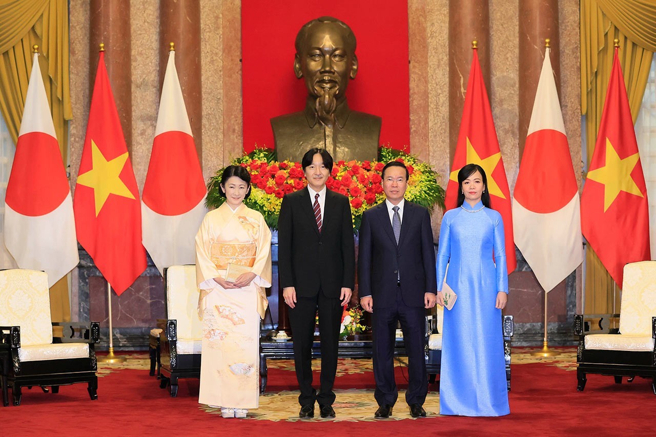 President Vo Van Thuong hosts Japanese Crown Prince, Crown Princess in Hanoi
