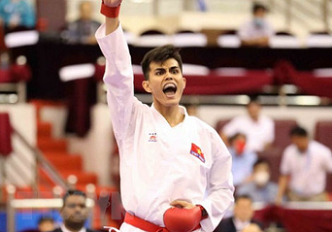 Do Thanh Nhan defeated the Republic of Korea’s Baek Junhyeok 9-3 in the third-placed playoff of the men's 84kg category. (Photo: Sports Administration of Vietnam)
