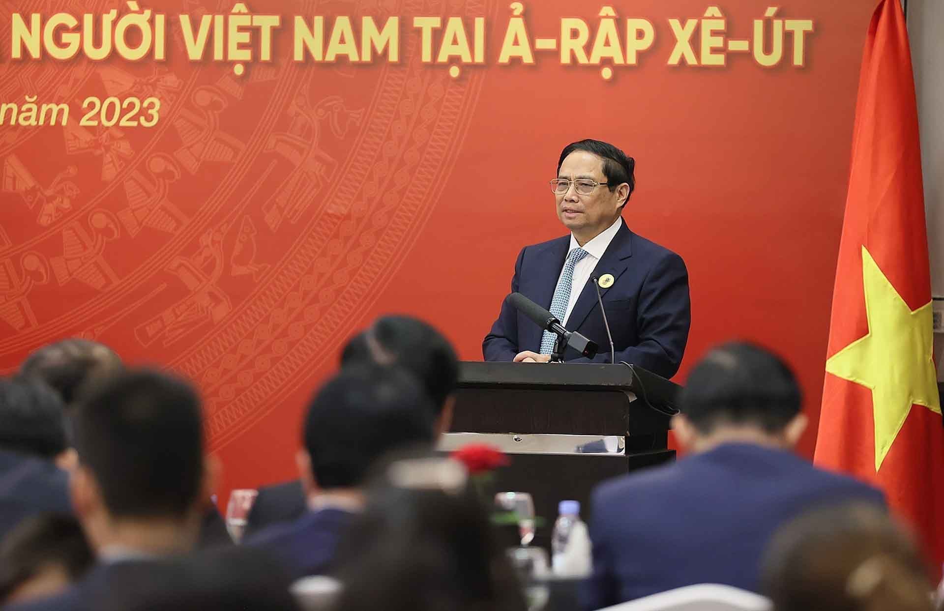 Thủ tướng Phạm Minh Chính phát biểu. (Nguồn: TTXVN)