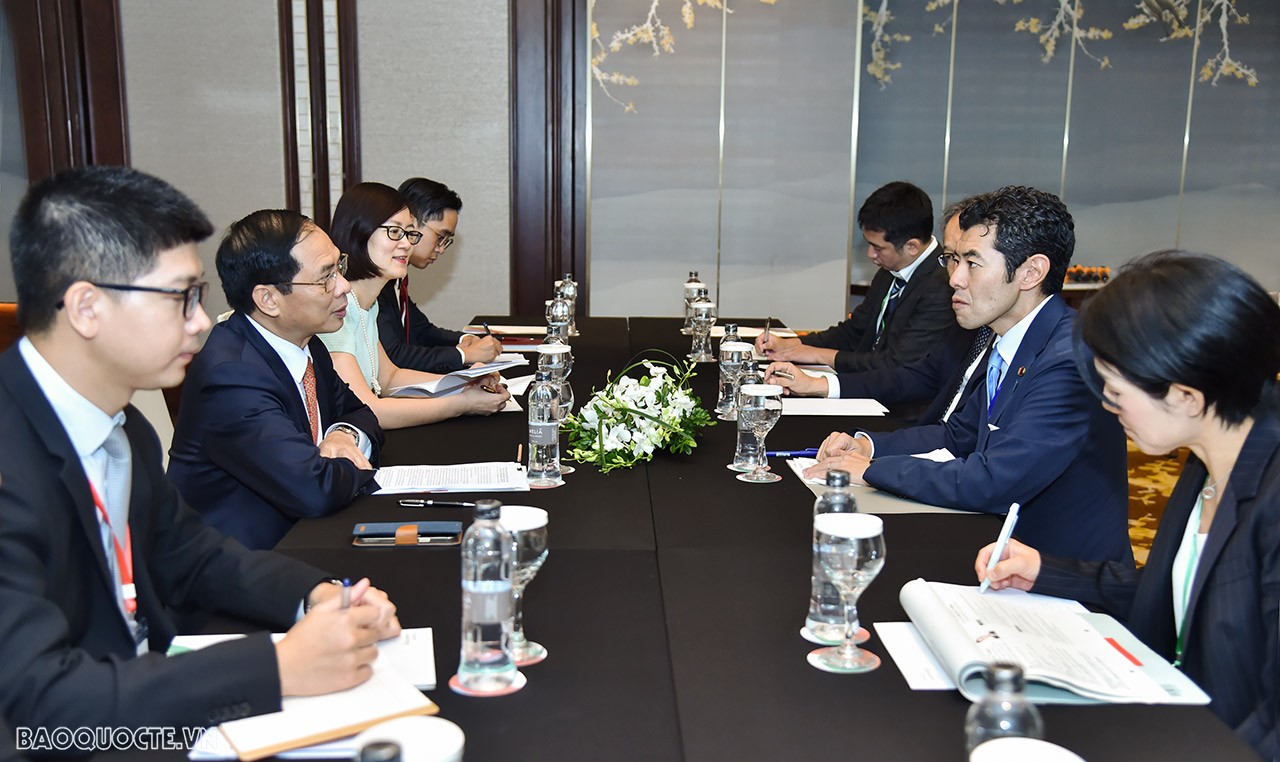 FM Bui Thanh Son receives Japanese State Minister Tsuji Kiyoto in Hanoi