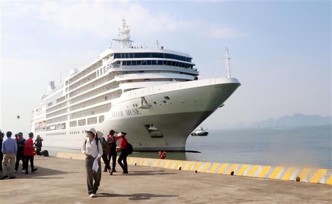 Two cruise ships carrying foreign tourists to Ha Long city of the northern province of Quang Ninh arrived at Hon Gai international port on October 27 morning. (Nguồn: VNA)