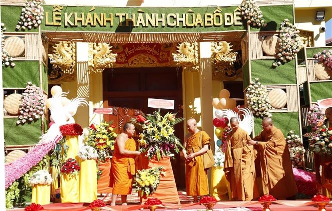 Lễ khánh thành chùa Bồ Đề tại tỉnh Khammoune, Lào. (Nguồn: TTXVN)