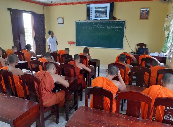 Joy of teaching ethnic writing in Khmer pagodas