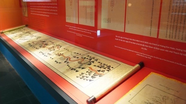 Nguyen Dynasty documents being displayed in Hanoi
