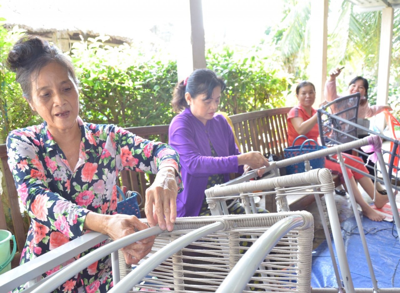 Từ nguồn vốn Chương trình 1719 hỗ trợ chuyển đổi nghề đã giúp nhiều hộ đồng bào dân tộc Khmer xã Vĩnh Thịnh (huyện Hòa Bình, tỉnh Bạc Liêu) có thu nhập ổn định. (Ảnh: Phương Nghi)