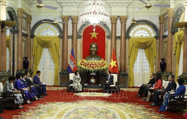 President Vo Van Thuong receives Cambodian top legislator Samdech Khuon Sudary