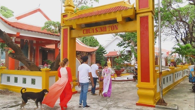 A Vietnamese pagoda sits serenely among the moving seas of Truong Sa