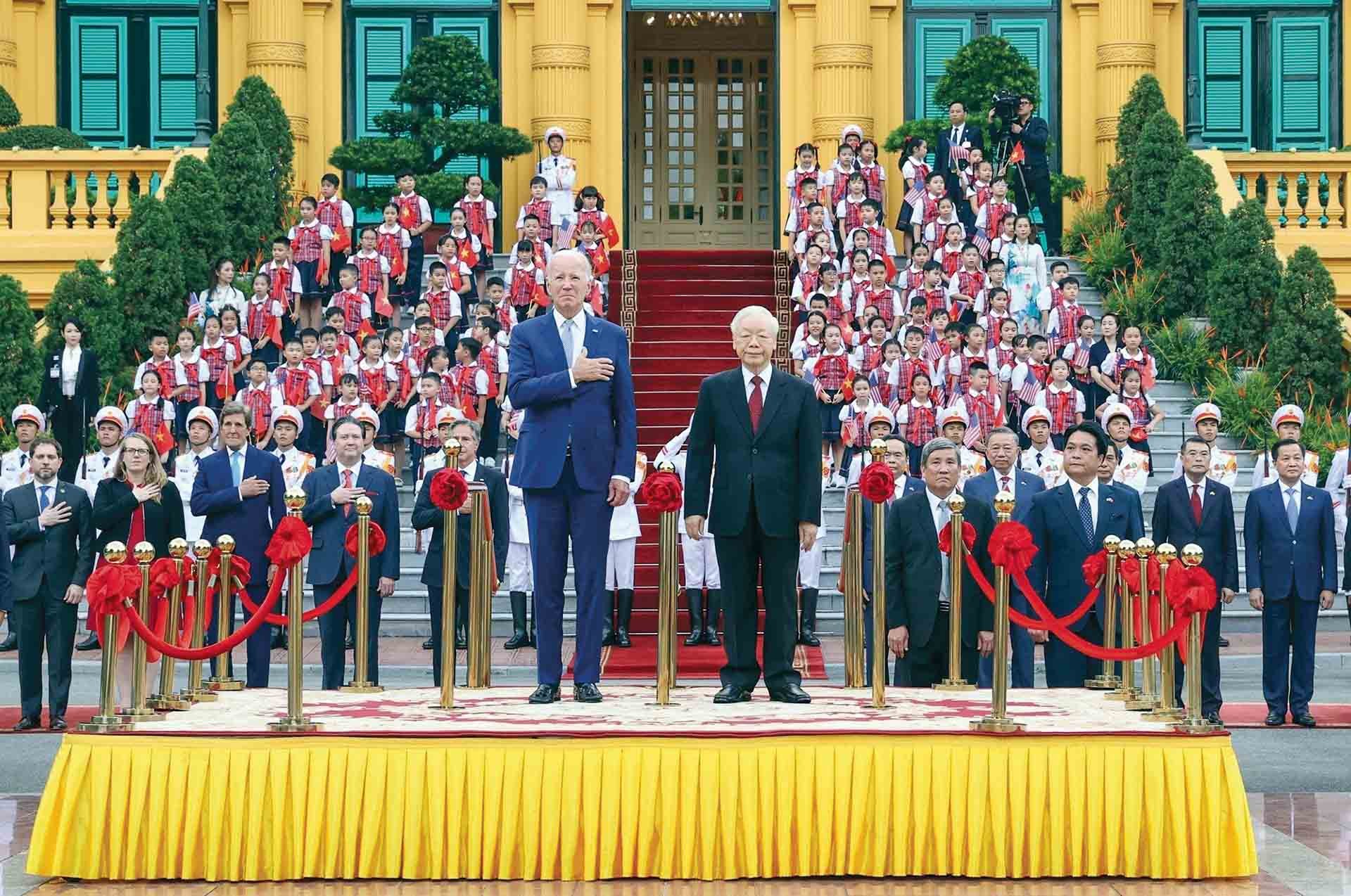 Party General Secretary Nguyen Phu Trong hosted a welcoming ceremony for US President Joe Biden  on September 10, 2023.