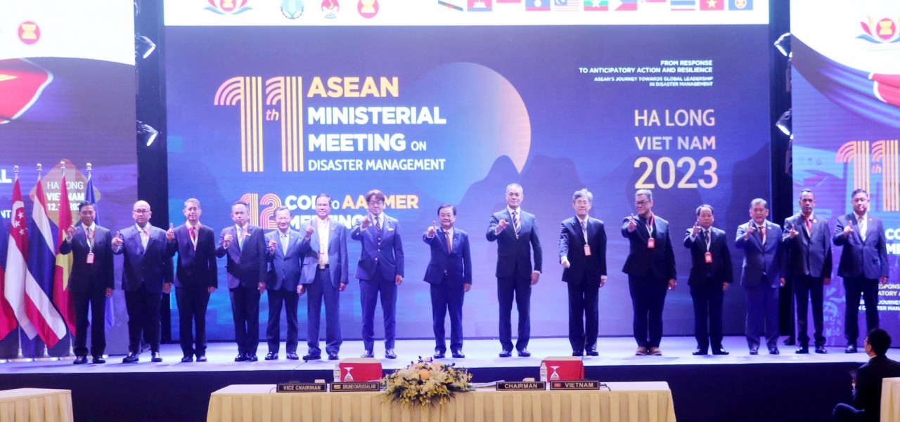 Ng&agrave;y 12/10/2023, tại th&agrave;nh phố Hạ Long (Quảng Ninh) diễn ra Hội nghị Bộ trưởng c&aacute;c quốc gia Đ&ocirc;ng Nam &Aacute; (ASEAN) về quản l&yacute; thi&ecirc;n tai lần thứ 11.