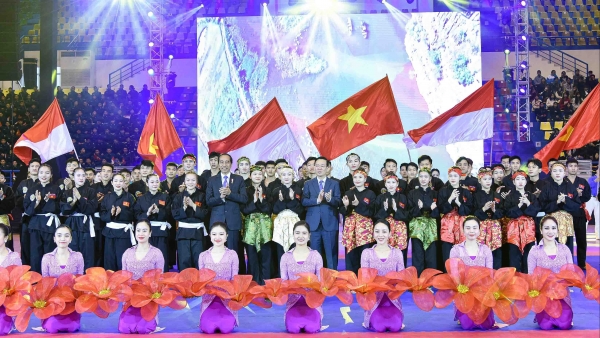 Chủ tịch nước Võ Văn Thưởng và Tổng thống Joko Widodo dự giao lưu võ thuật Việt Nam-Indonesia