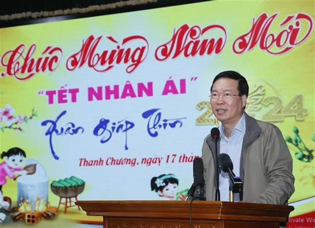 President Vo Van Thuong pays pre-Tet visit, extends wishes to Nghe An province
