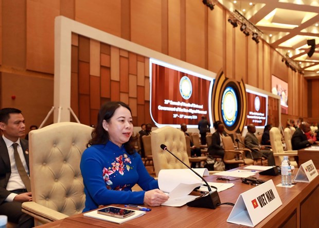 Vice President of Vietnam Vo Thi Anh Xuan speaks at a plenary session of the 19th NAM Summit in Kampala, Uganda, on January 20. (Source: VNA)
