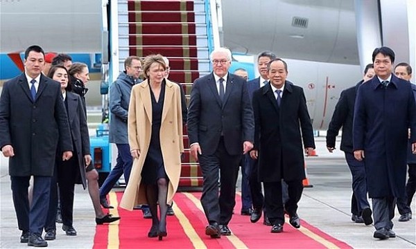 German President Frank-Walter Steinmeier arrives in Hanoi, beginning state visit to Vietnam