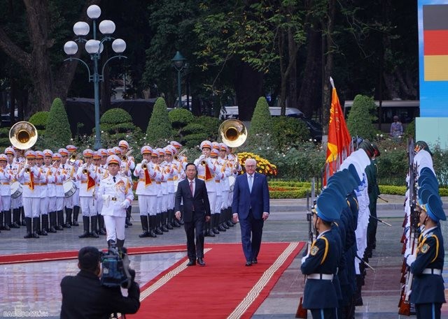 Welcome ceremony held for German President Frank-Walter Steinmeier in Hanoi
