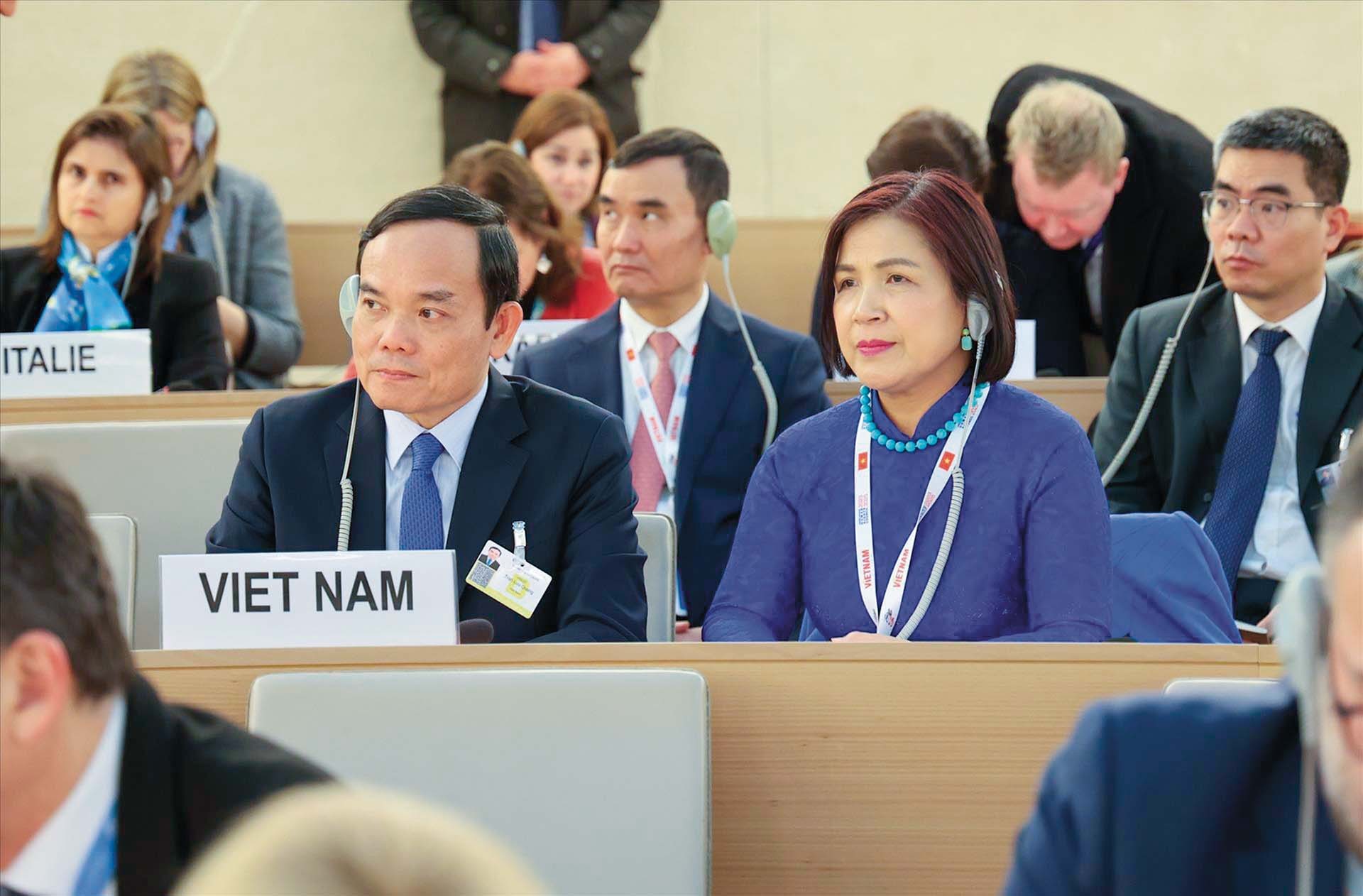 Phó Thủ tướng Trần Lưu Quang tham dự Khóa họp lần thứ 52 của Hội đồng Nhân quyền Liên hợp quốc tại Geneva, Thụy Sỹ, tháng 2/2023.  (Nguồn: TTXVN)