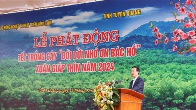 President Vo Van Thuong launches New Year Tree planting Festival in Tuyen Quang